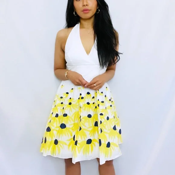 Lilly Pulitzer | Dresses | Lilly Pulitzer White 0 Cotton Yellow Flower  Halter Mini Summer Dress | Poshmark